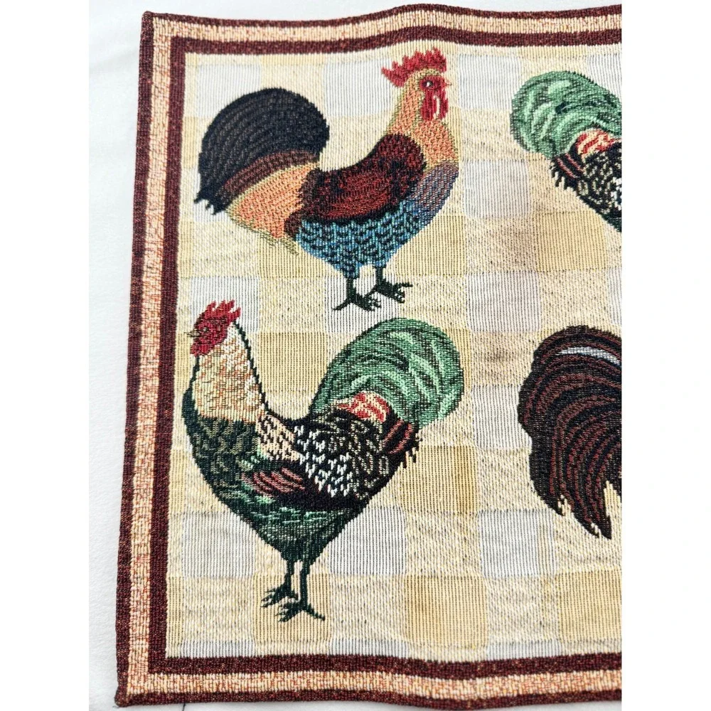 Vintage Rooster Tapestry Placemats Set of‎ 2 Farmhouse Table Mats